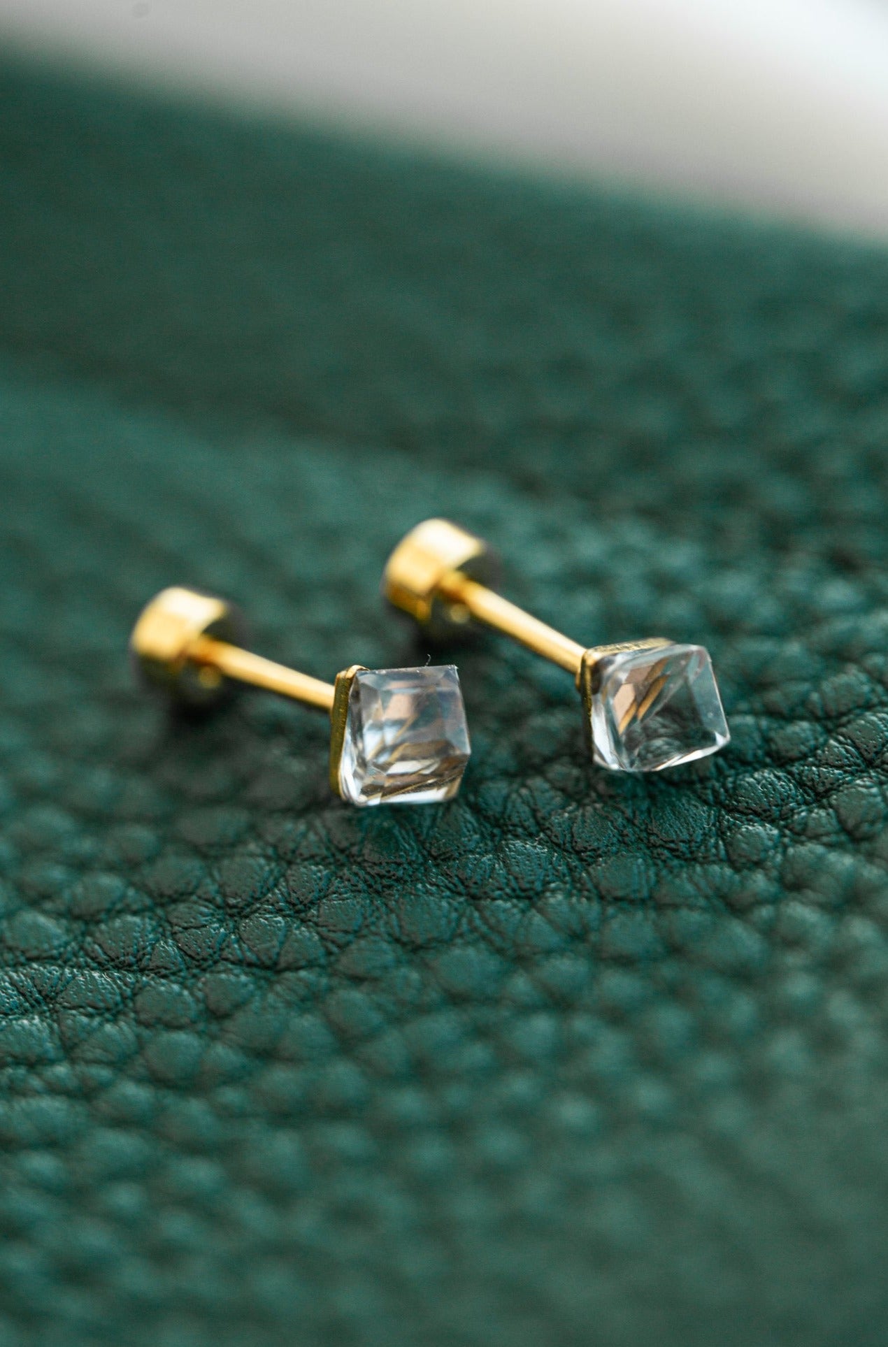 Crystal 18K Gold studs
