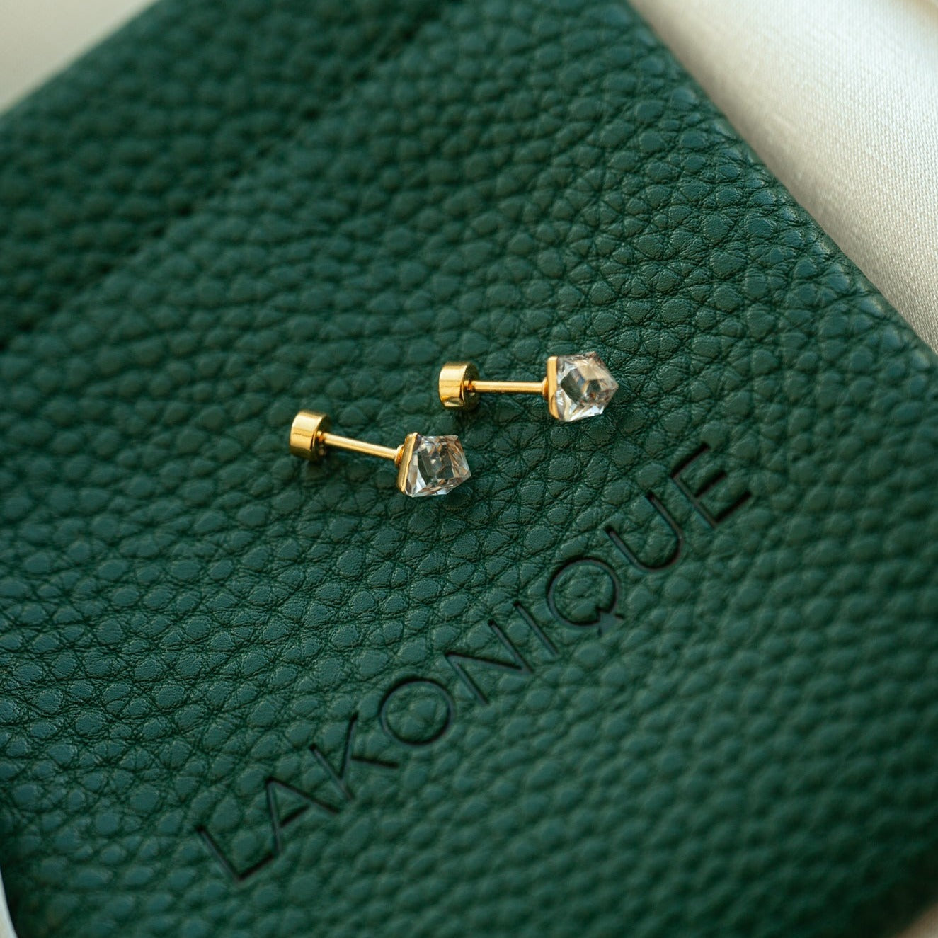 Crystal 18K Gold studs