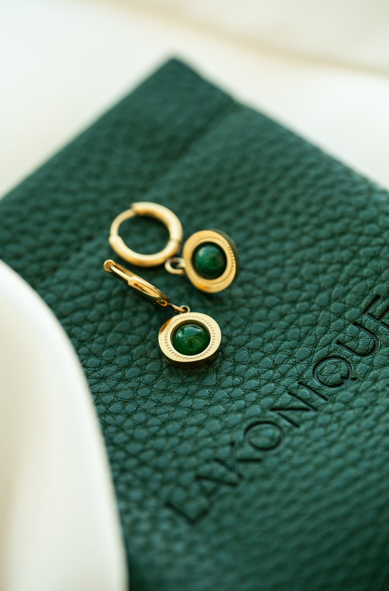 Edith 14K Malachite Earrings