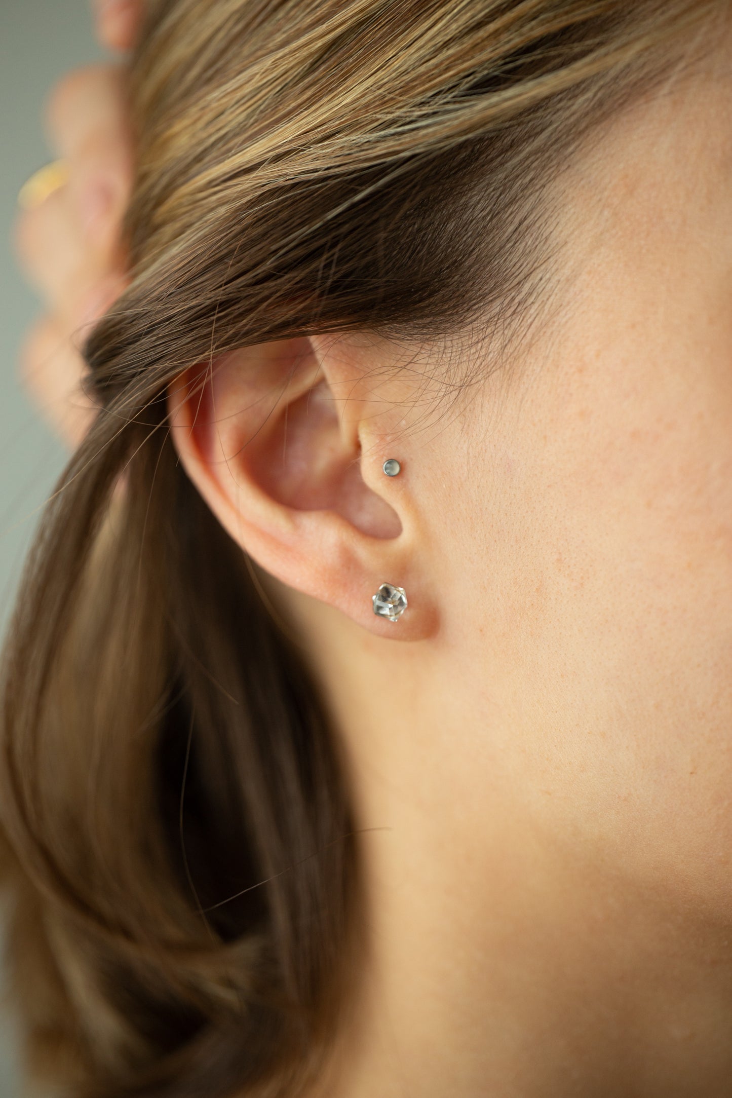 Crystal 18K Gold studs