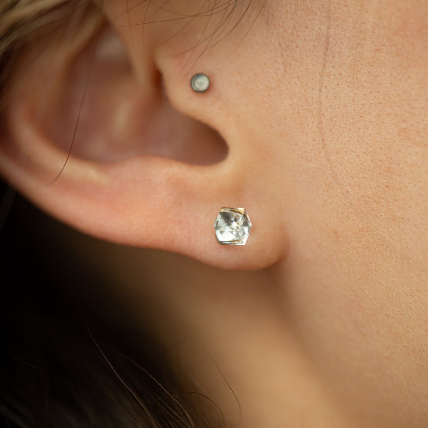 Crystal 18K Gold studs