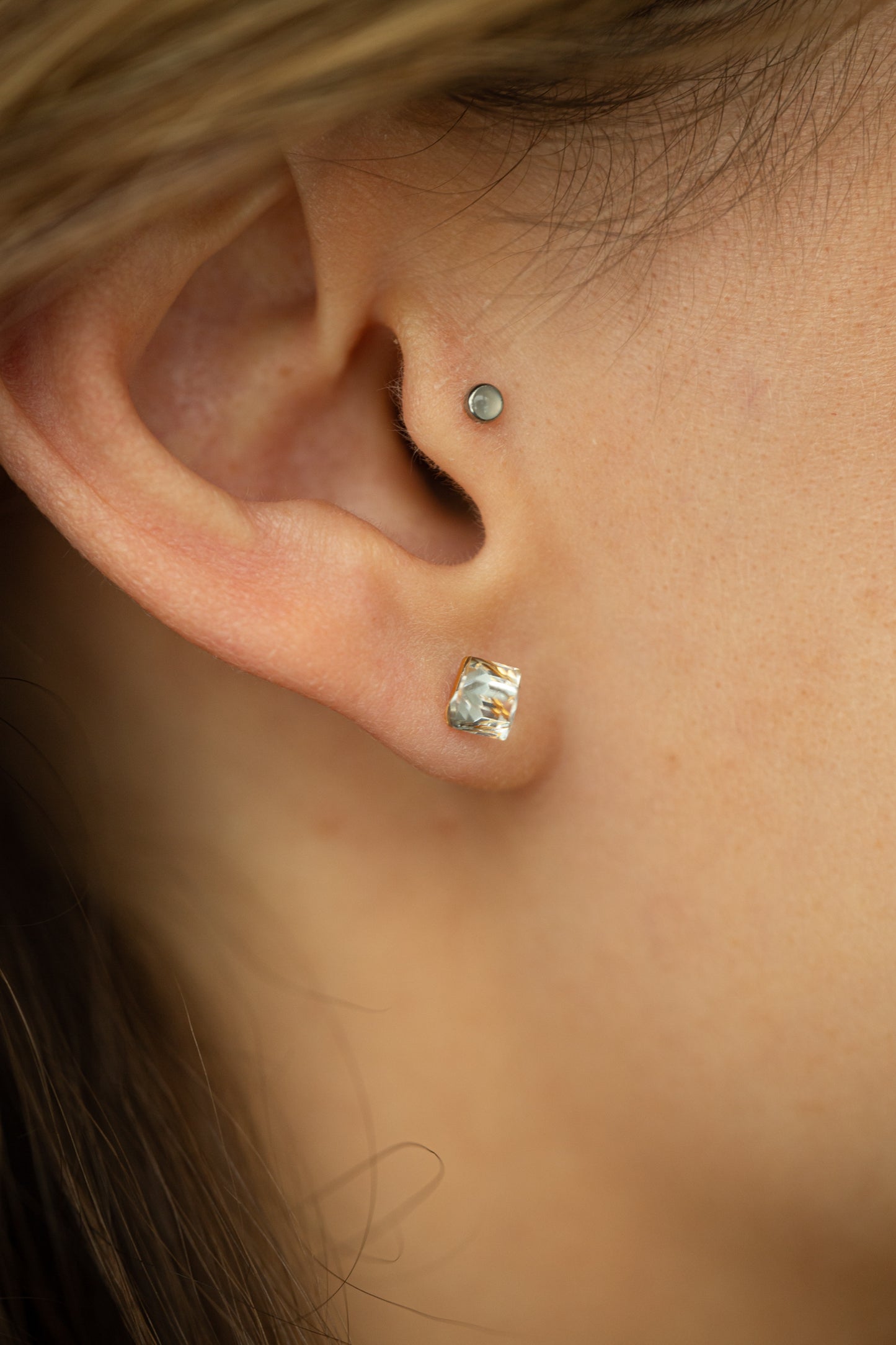 Crystal 18K Gold studs