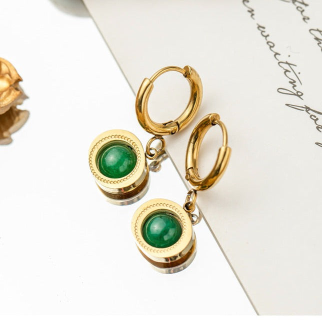 Edith 14K Malachite Earrings