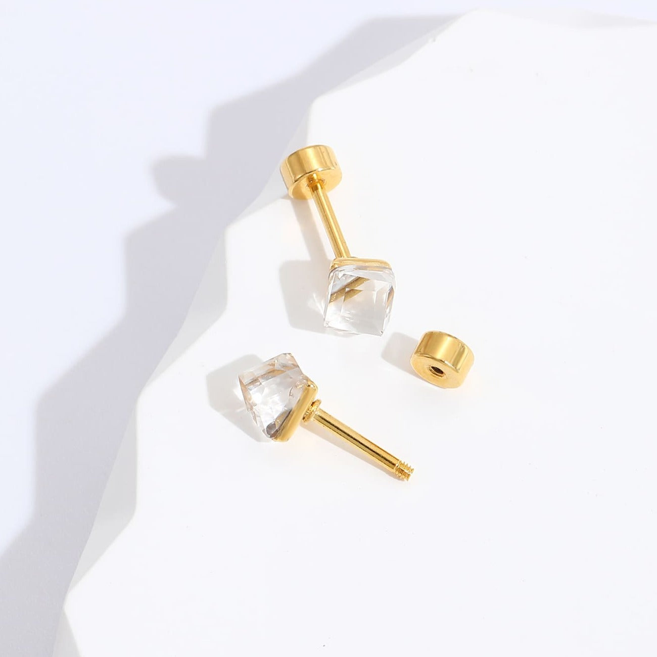 Crystal 18K Gold studs