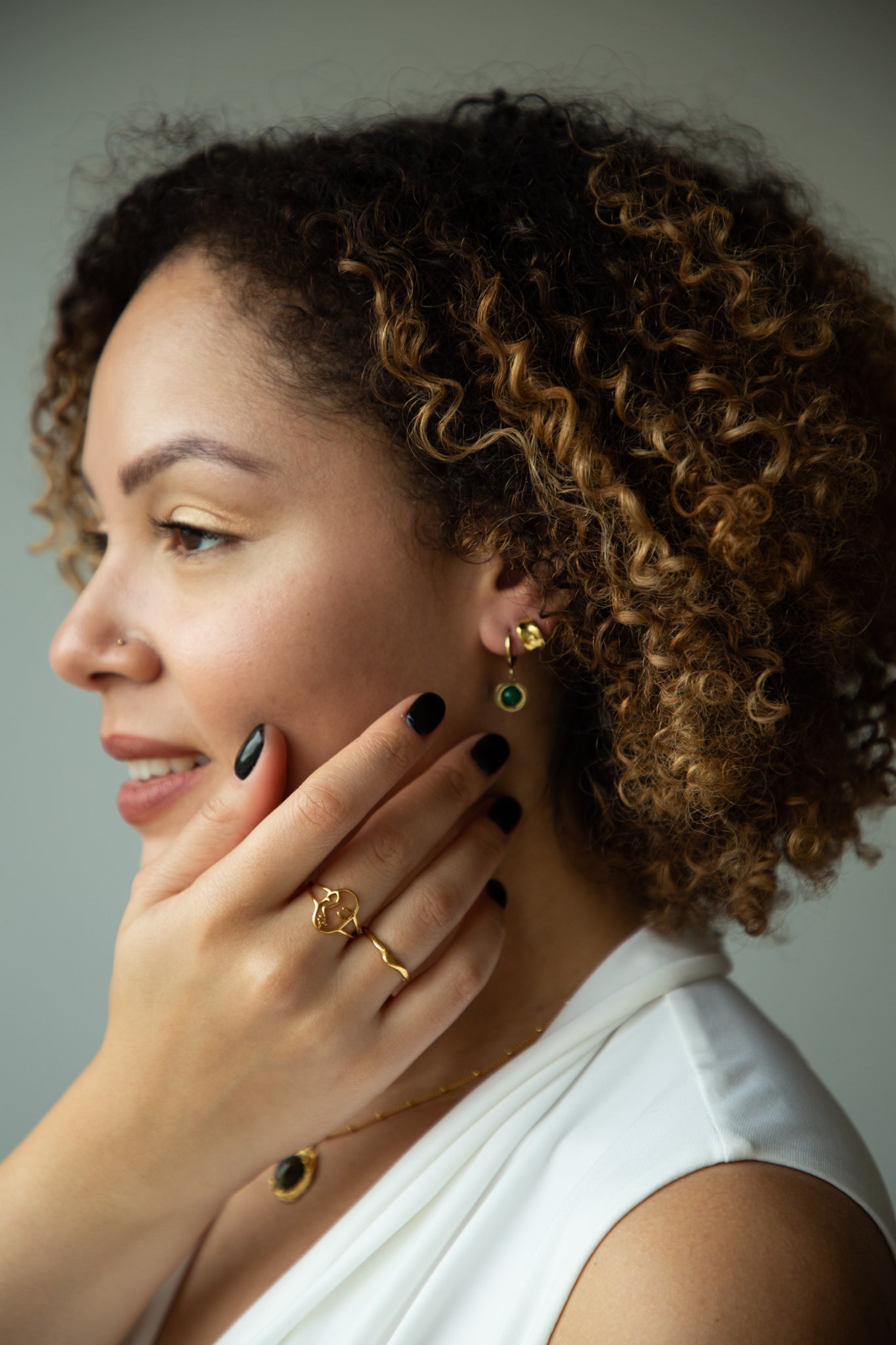 Edith 14K Malachite Earrings