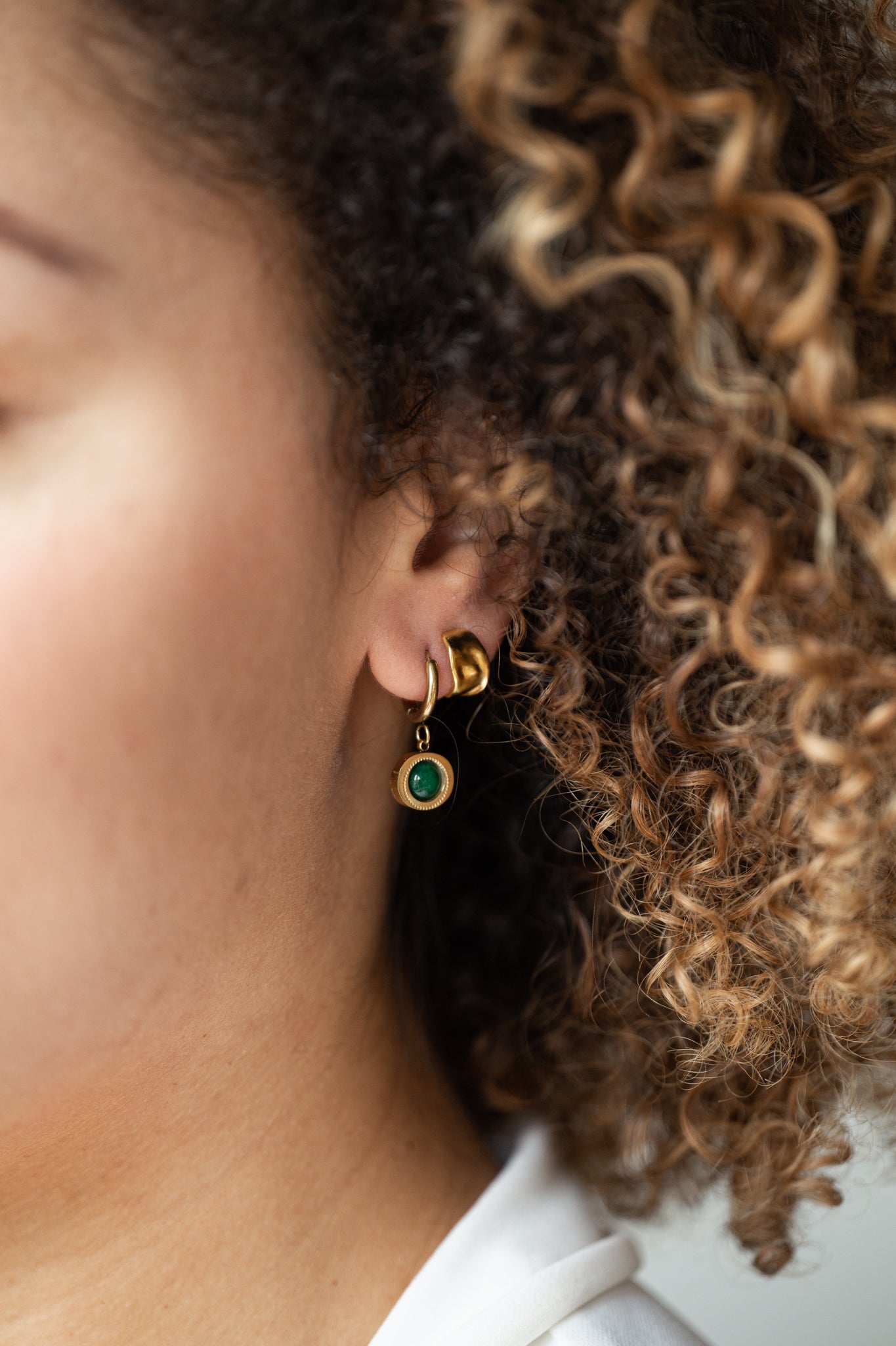 Edith 14K Malachite Earrings