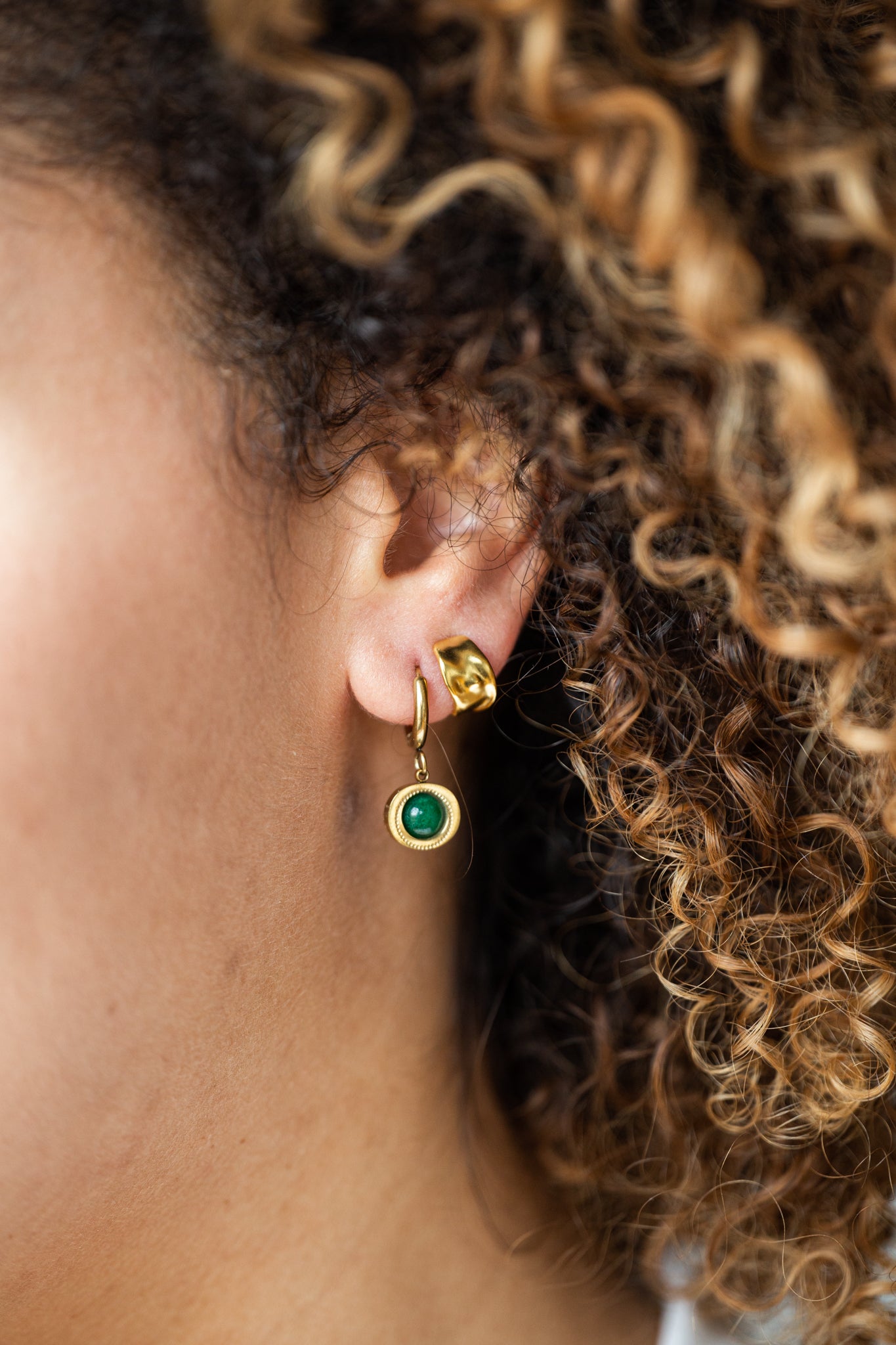 Edith 14K Malachite Earrings