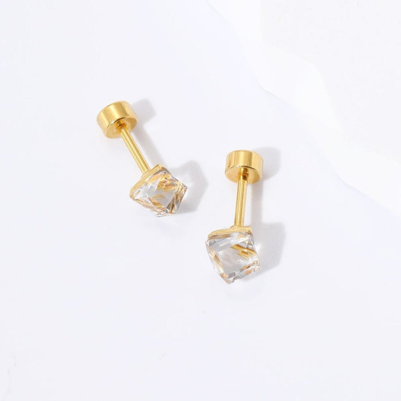 Crystal 18K Gold studs