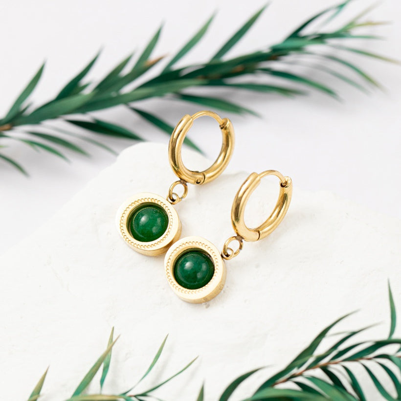 Edith 14K Malachite Earrings